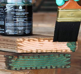 Tenino Copper Naphthenate is easy to apply to wood surfaces